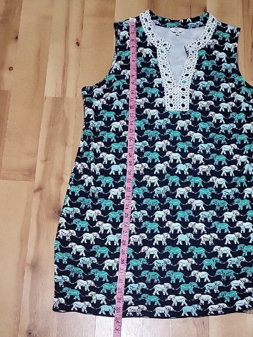 Crown & Ivy Navy Dress with Teal and White Elephant Print Size XL - Picture 12 of 13